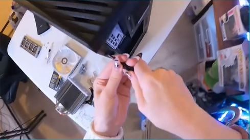 Woman building custom PC
