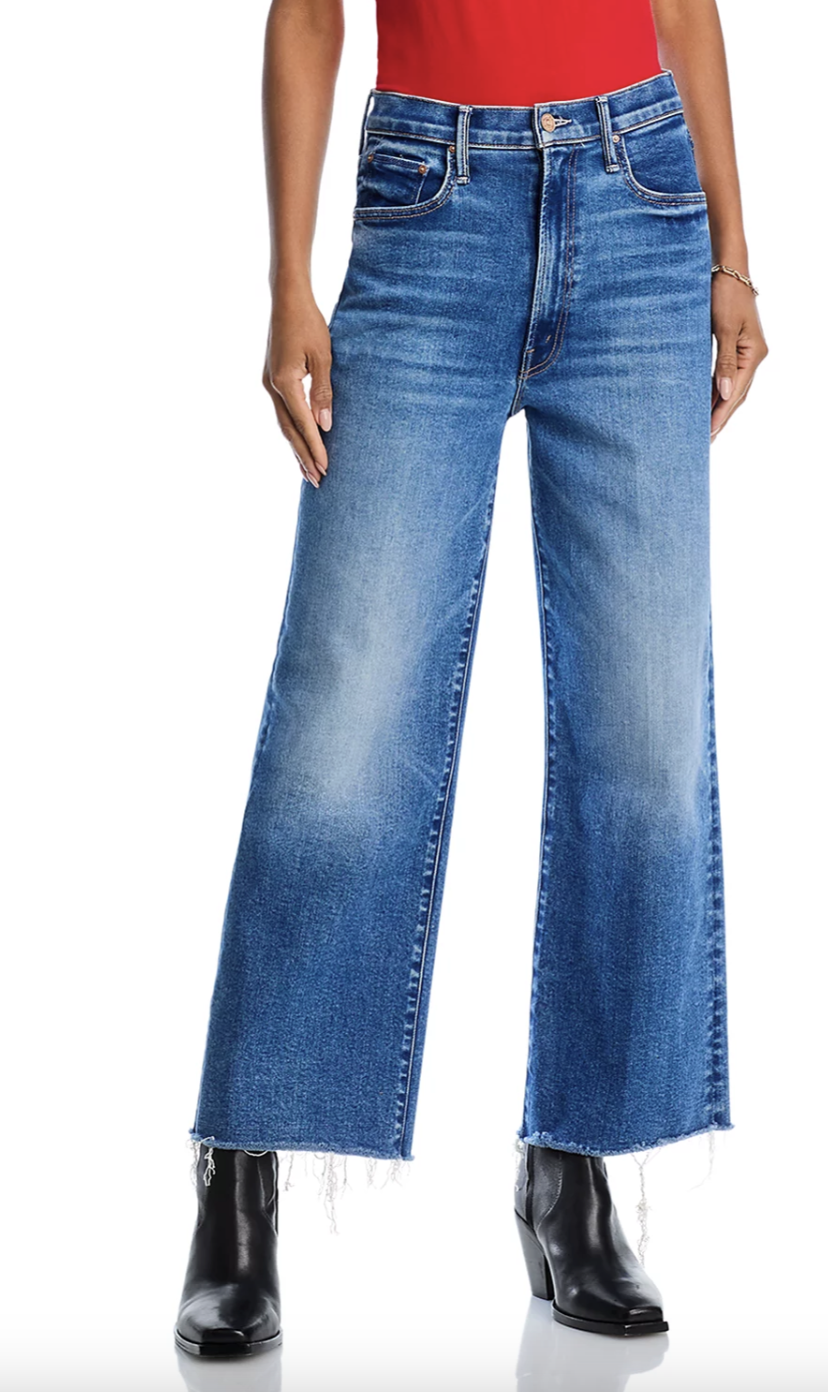 The Maven Mid Rise Ankle Fray Wide Leg Jeans in Bitchin