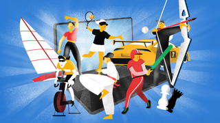 Cartoon figures representing each of the sports featured at Olympic Esports Week.
