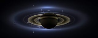 Cassini Mosaic of Saturn Annotated