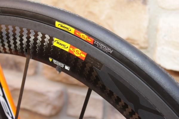 Orbea's Orca was outfitted with a 2011 version of Mavic's Cosmic SLR clincher.