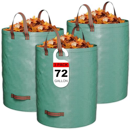 Greatbuddy 72 Gallon Reusable Yard Waste Bag,heavy Duty,3 Pack Upright Lawn Bags With 4 Reinforced Handles for Garden Leaves and Waste Collection,lightweight and Portable