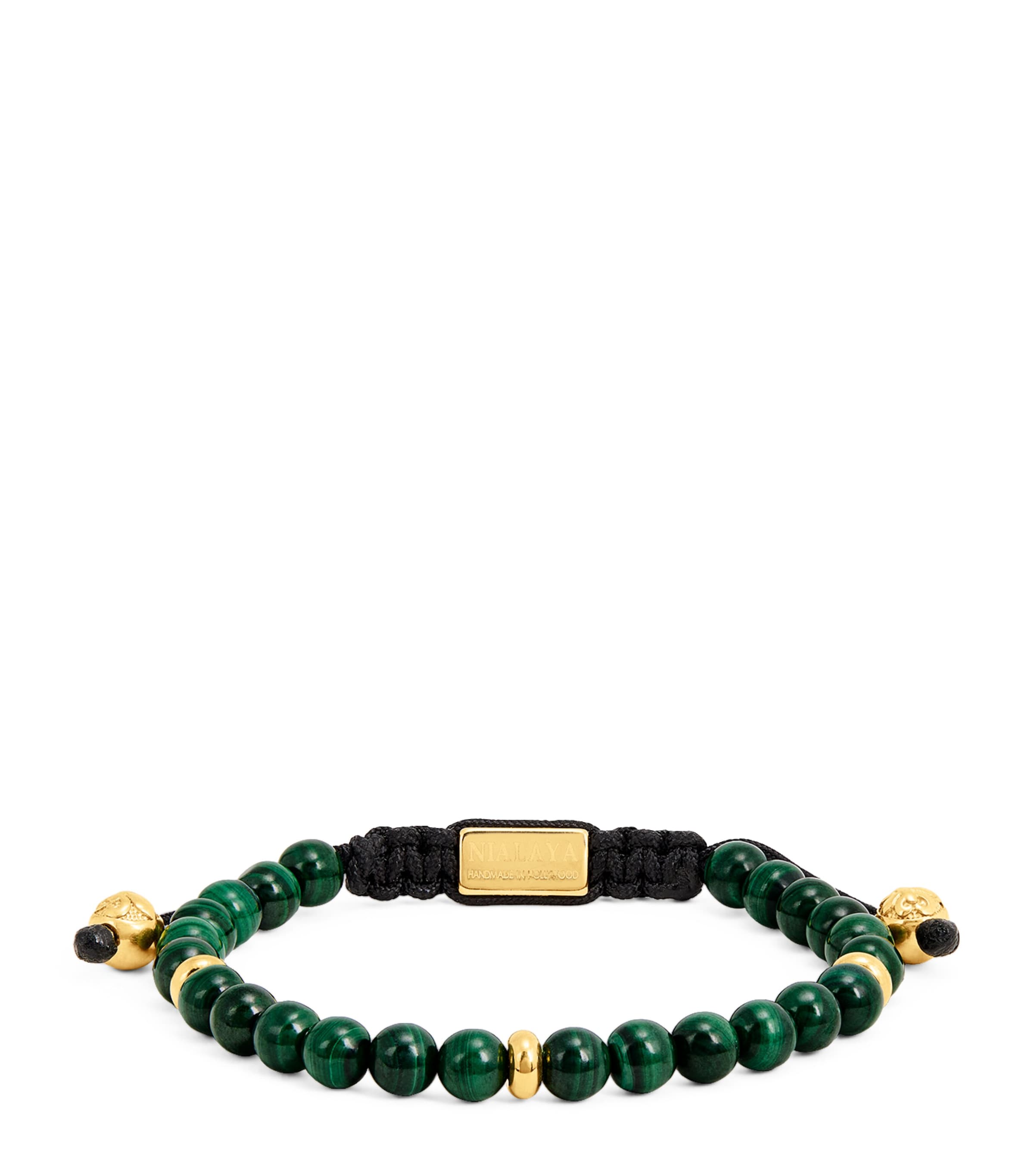 Nialaya Jewelry Gold-Plated Stainless Steel and Malachite Beaded Bracelet