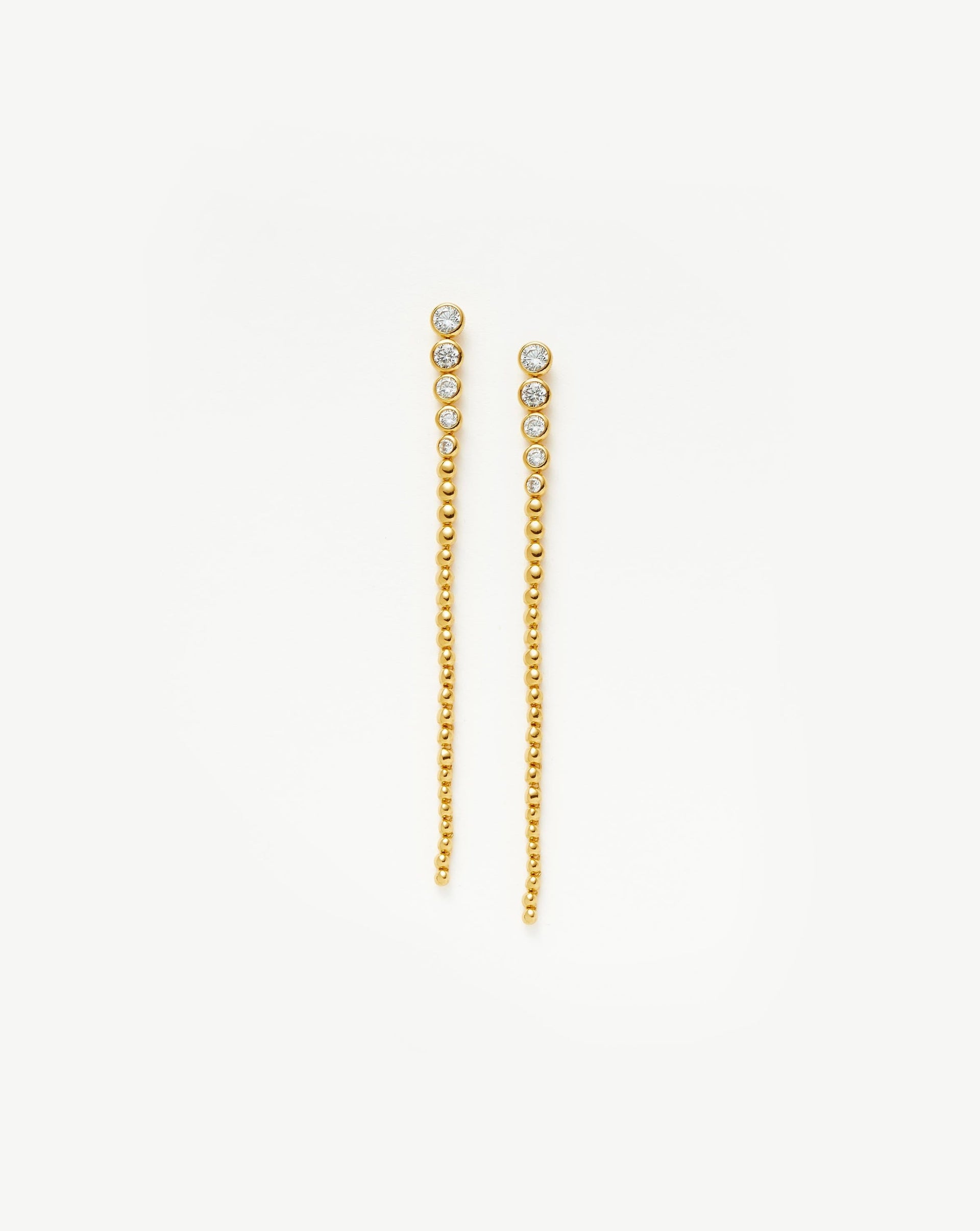 Tennis Beaded Stone Extra Long Drop Earrings | 18ct Gold Vermeil/cubic Zirconia - 18ct Gold Vermeil/cubic Zirconia
