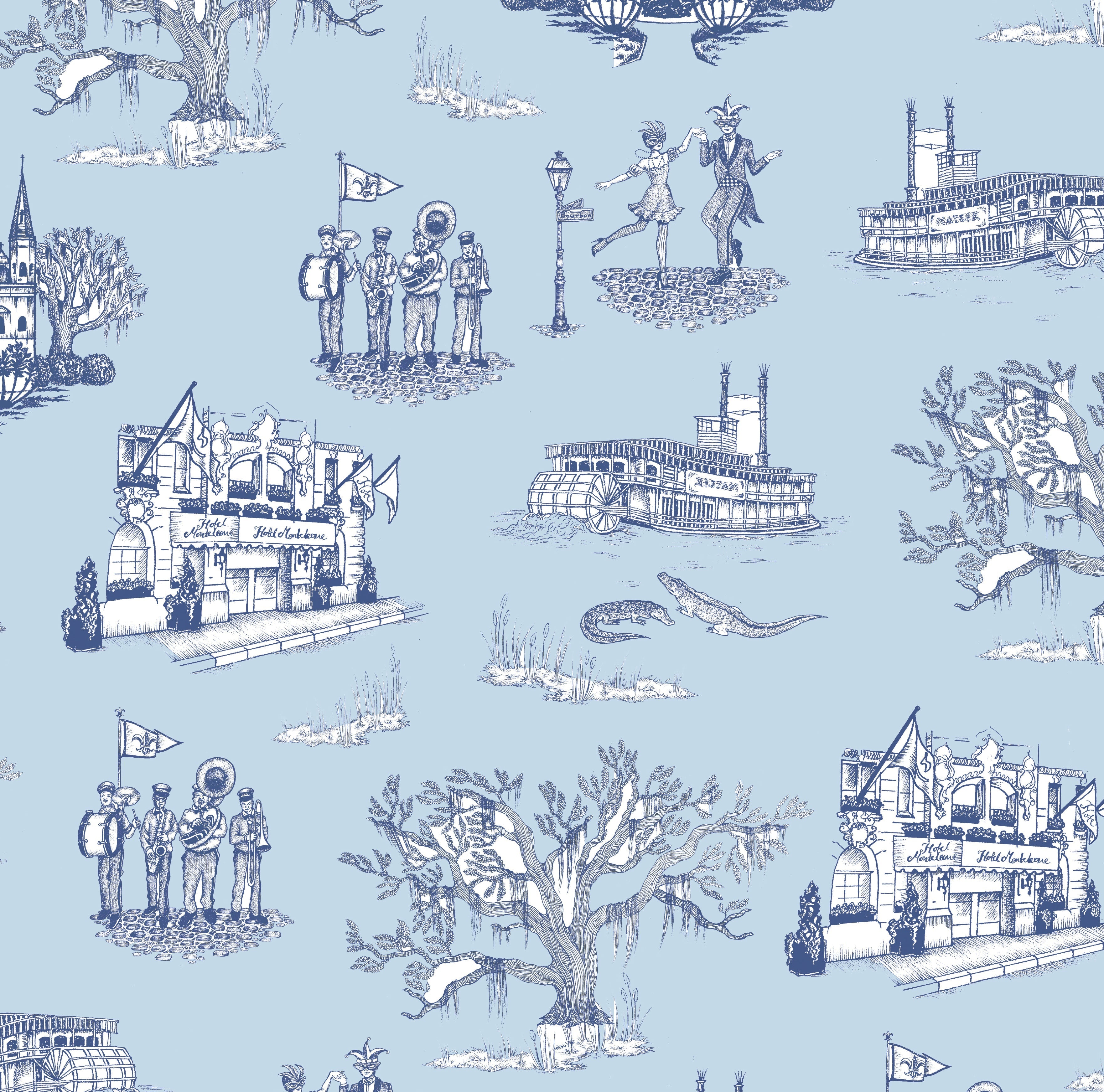 New Orleans Toile Traditional Wallpaper