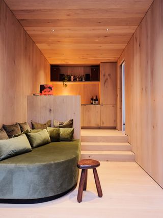 timber clad interior in american house