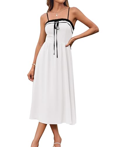 Grace Karin Spaghetti Strap Dress Casual Dresses for Women Summer Party Holiday Beach Dress Ivory M