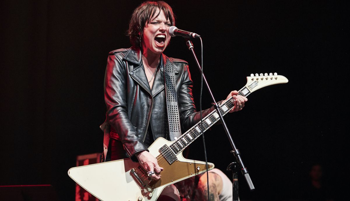 Halestorm&#039;s Lzzy Hale performs at the Gibson Live At The Grove event at City National Grove in Anaheim, California, on January 14, 2020