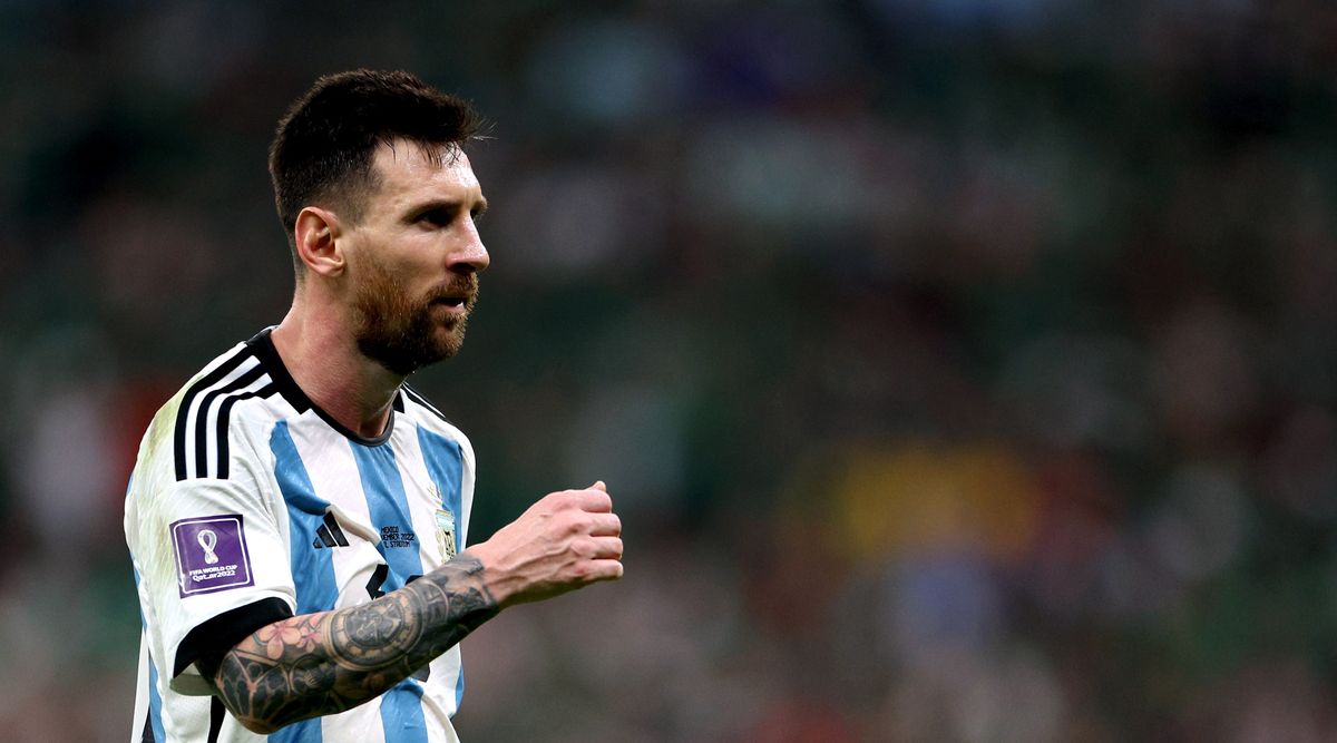 Argentina captain Lionel Messi looks on during the FIFA World Cup Qatar 2022 Group C match between Argentina and Mexico at Lusail Stadium on November 26, 2022 in Lusail City, Qatar.