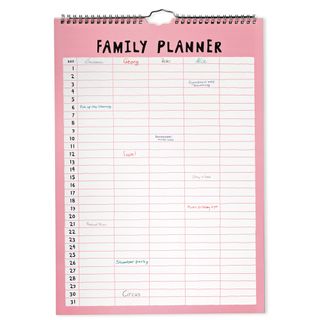 family planner in pink and white colour