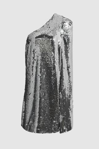Reiss Sequin Cape One Shoulder Mini Dress