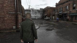 James stares at a dead end in a fogless, modded Silent Hill