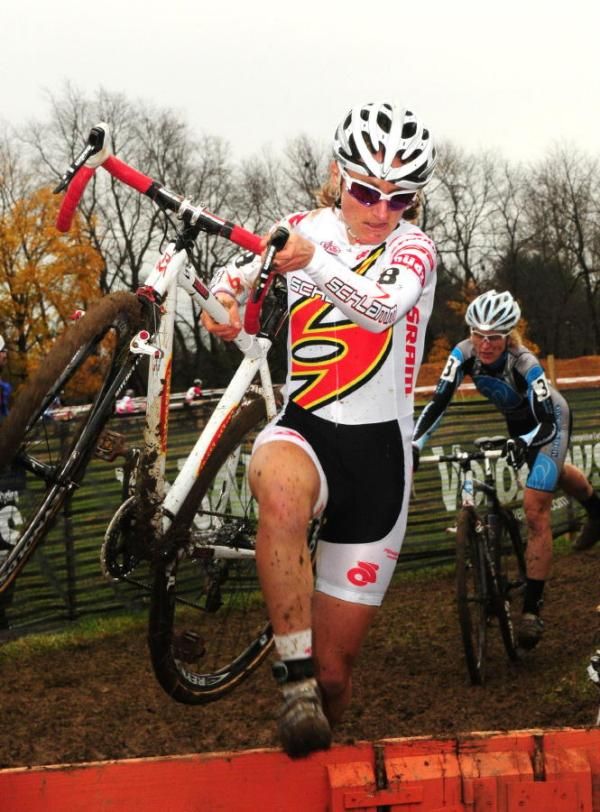 Amy Dombroski (Clement-Primus Mootry) flying over the barriers.