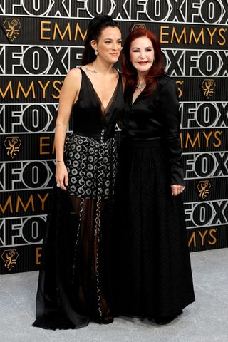 Riley Keough and Priscilla Presley attend the 75th Primetime Emmy Awards at Peacock Theater on January 15, 2024 in Los Angeles, California