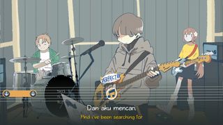 Afterlove EP indie game; anime and manga style characters in a indie game, playing instruments