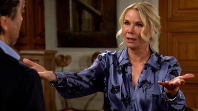 Brooke (Katherine Kelly Lang) tries to talk to Ridge (Thorsten Kaye) in The Bold and the Beautiful