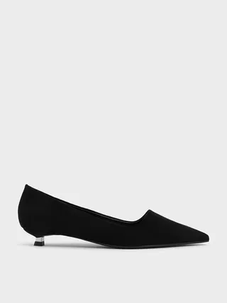 Faux Suede Pointed-Toe Kitten-Heel Pumps