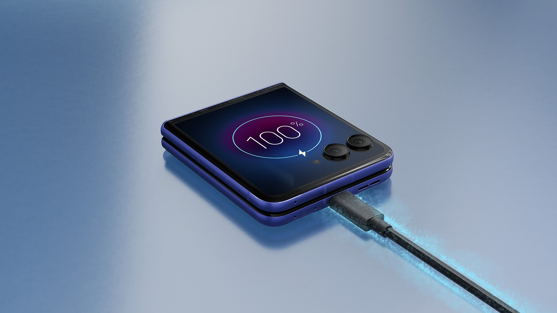 Render showing the Motorola Razr 70 Ultra being charged