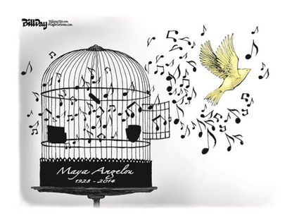 Editorial cartoon Maya Angelou