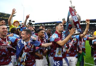 Burnley season preview 2023/24 Anass Zaroury of Burnley celebrates after the Sky Bet Championship between Burnley and Cardiff City at Turf Moor on May 08, 2023 in Burnley, England.