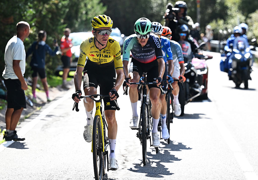 ANDORRA LA VELLA, ANDORRA - AUGUST 25: Sepp Kuss of United States and Team Visma | Lease a Bike competes in the chase group during the La Vuelta - 81st Tour of Spain 2026, Stage 4 a 104.8km from Andorra la Vella to Andorra la Vella / #UCIWT / on August 25, 2026 in Andorra la Vella, Andorra. (Photo by Tim de Waele/Getty Images)