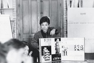 Kisho Kurokawa, 28, presents his Metabolist works at the Team 10 meeting at Abaye Royaumont, near Paris. 1962