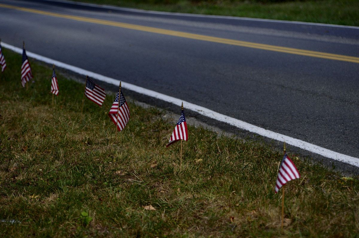 The stars n stripes' were a popular addition to the roadside