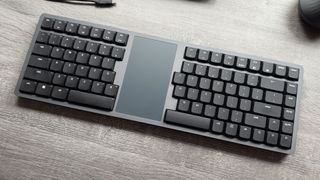 A photo of the Kinesis Form all-in-one ergonomic keyboard