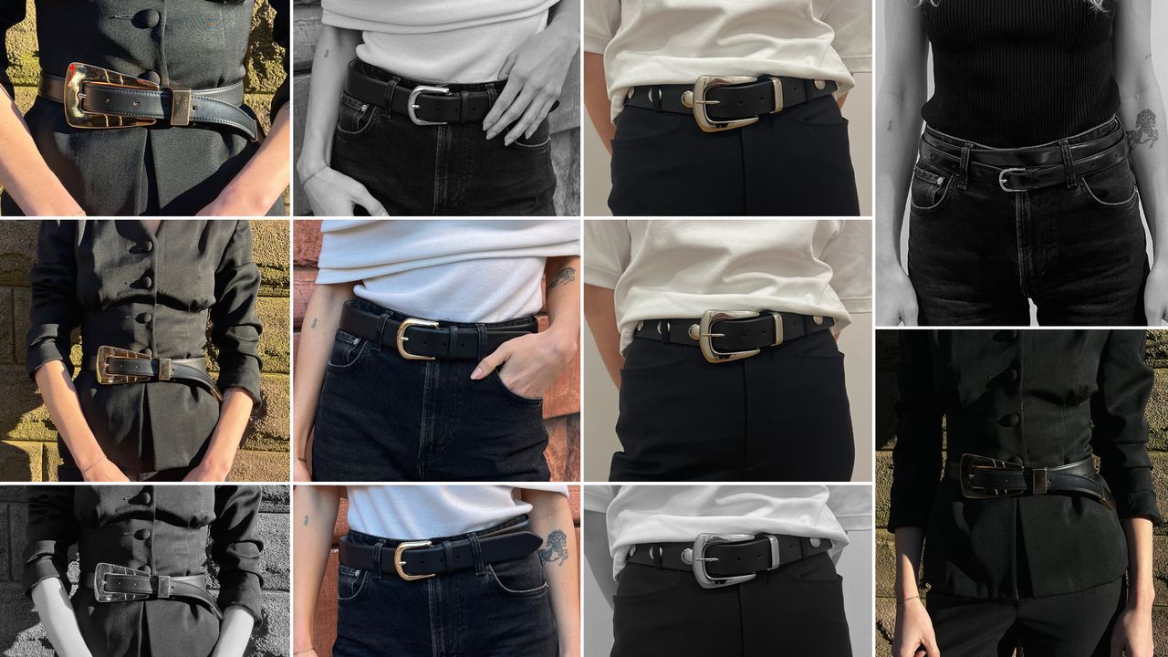 A collage of close up images of different belts