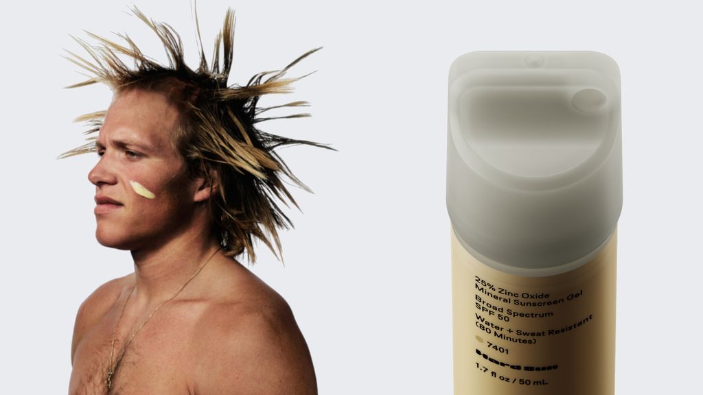 spikey hair and suncream