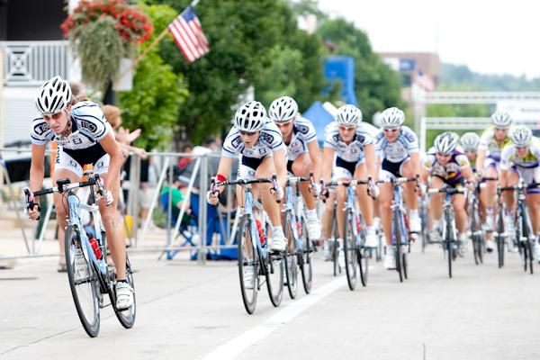 Kat Carroll (TIBCO) begins to roll off the front like she did the previous day.