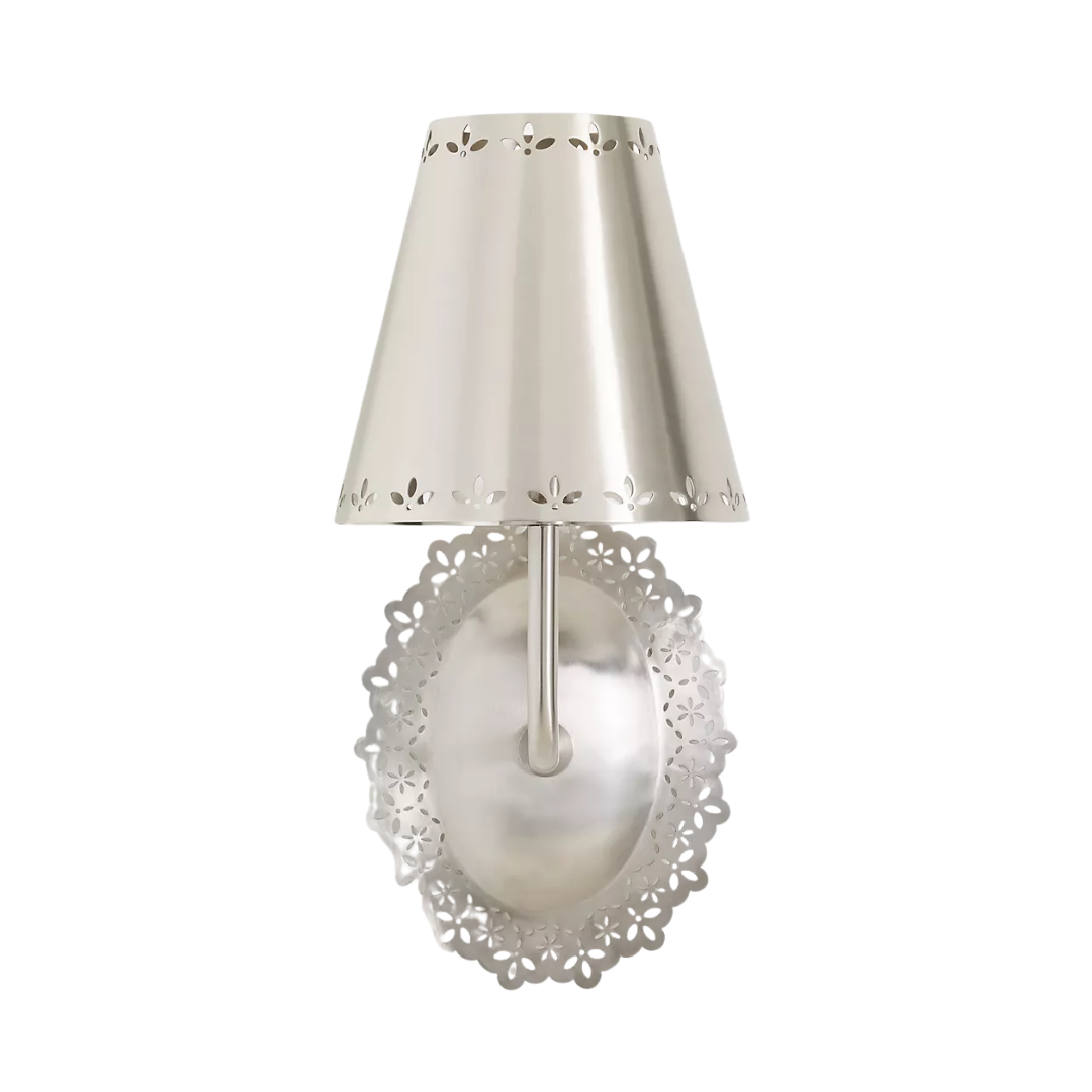Lacie Lace Trimmed Antique Nickel Sconce
