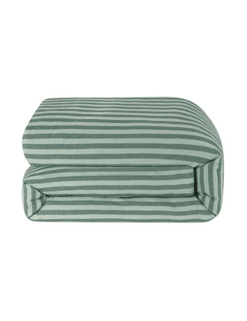 Pine Green Pembroke Stripe Linen Blend Duvet Cover