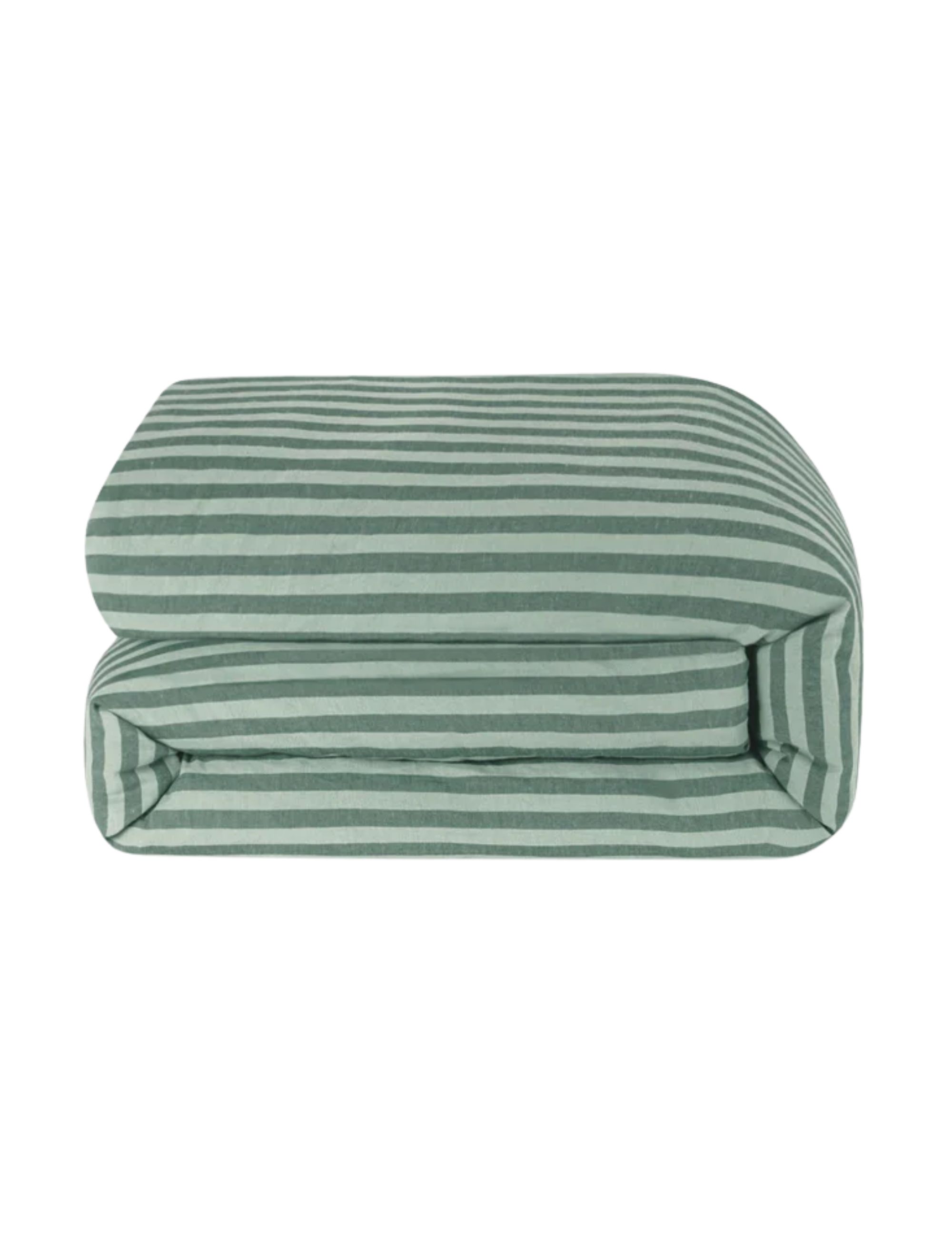 Pine Green Pembroke Stripe Linen Blend Duvet Cover