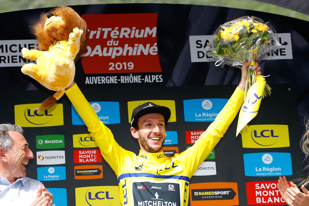 Adam Yates in yellow after stage 6 at Dauphine