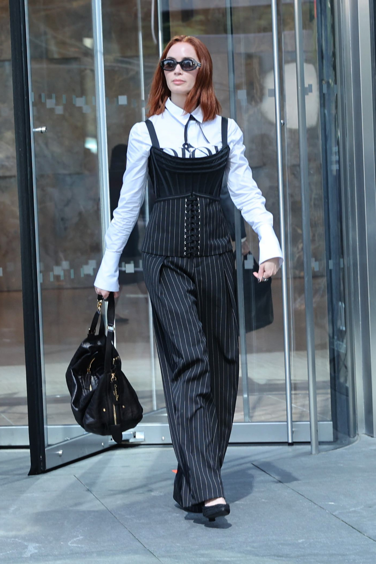 Emily Blunt is seen on the set of "Devil Wears Prada 2" on July 29, 2025 in New York City.
