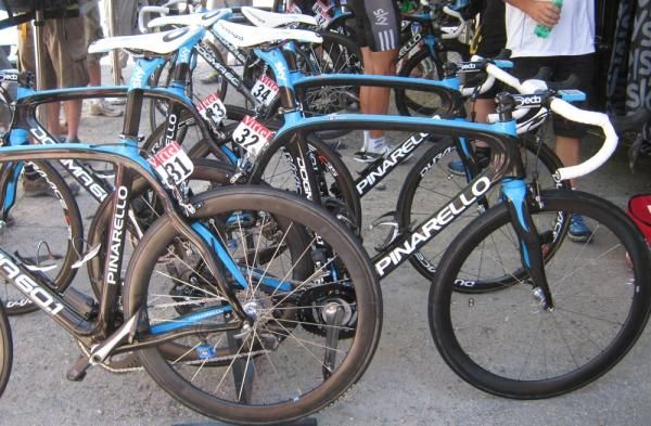 Team Sky's Pinarello bikes. 31 is Bradley Wiggins' bike