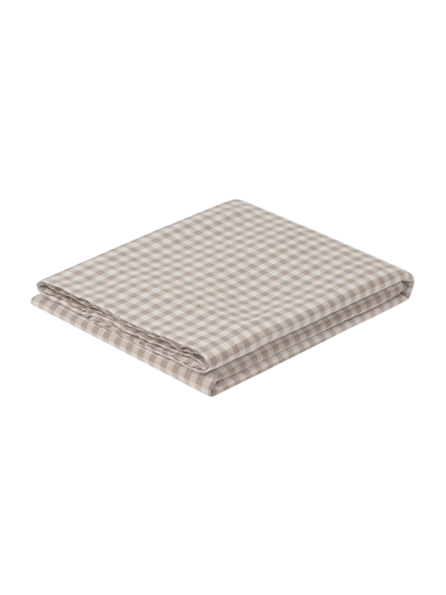 100% Linen Flat Sheet in Mushroom Gingham