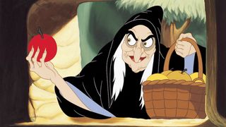 The Evil Queen, the evil stepmother in "Snow White," disguises herself as a hag when she offers her stepdaughter a poison apple.