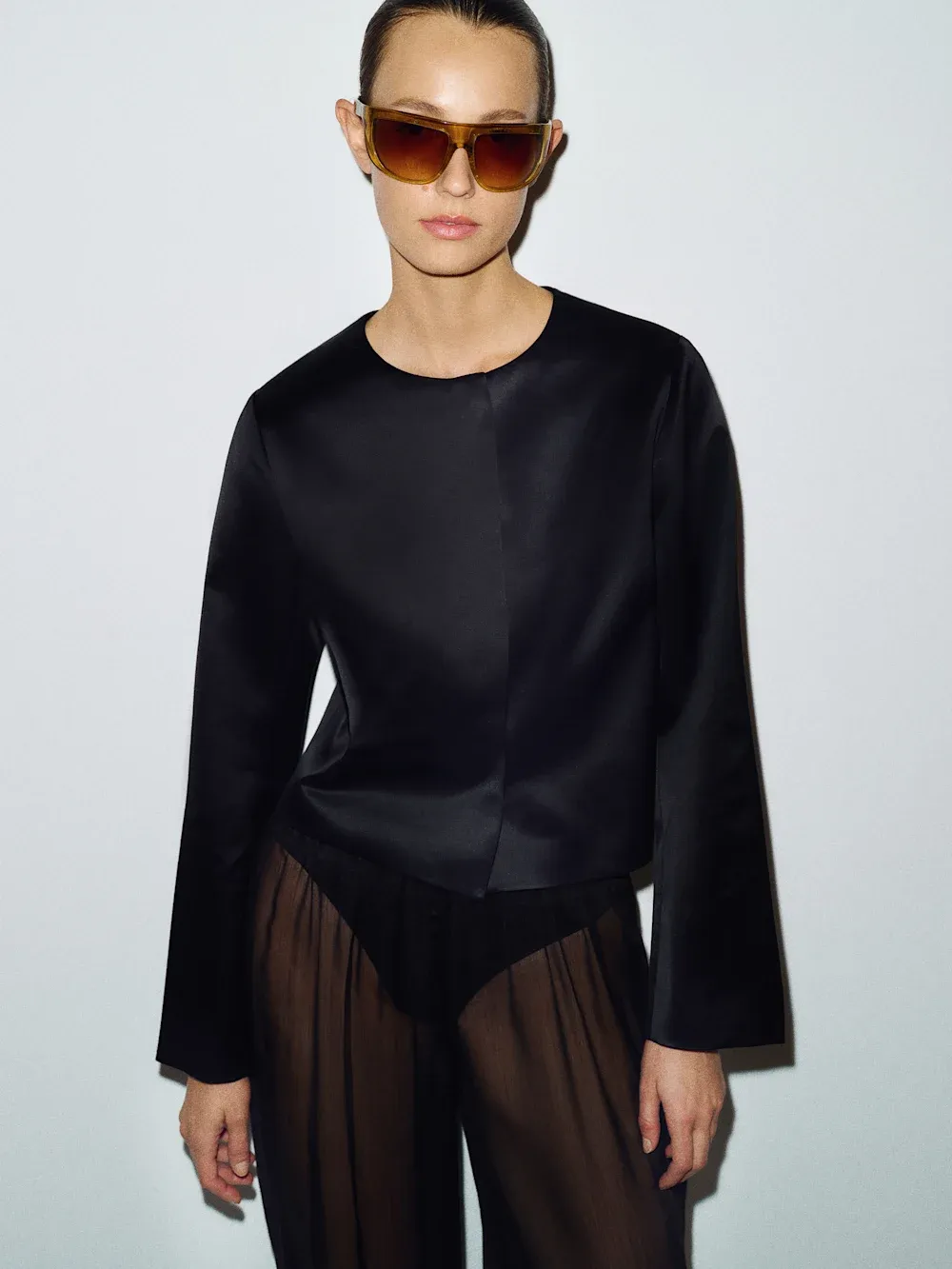 Reformation, Stella Cropped Satin Jacket