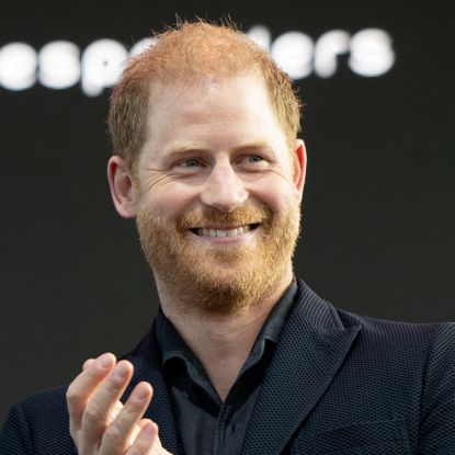 Prince Harry wearing a black shirt and suit jacket at the One805LIVE! 2025 concert benefiting first responders on September 20, 2025