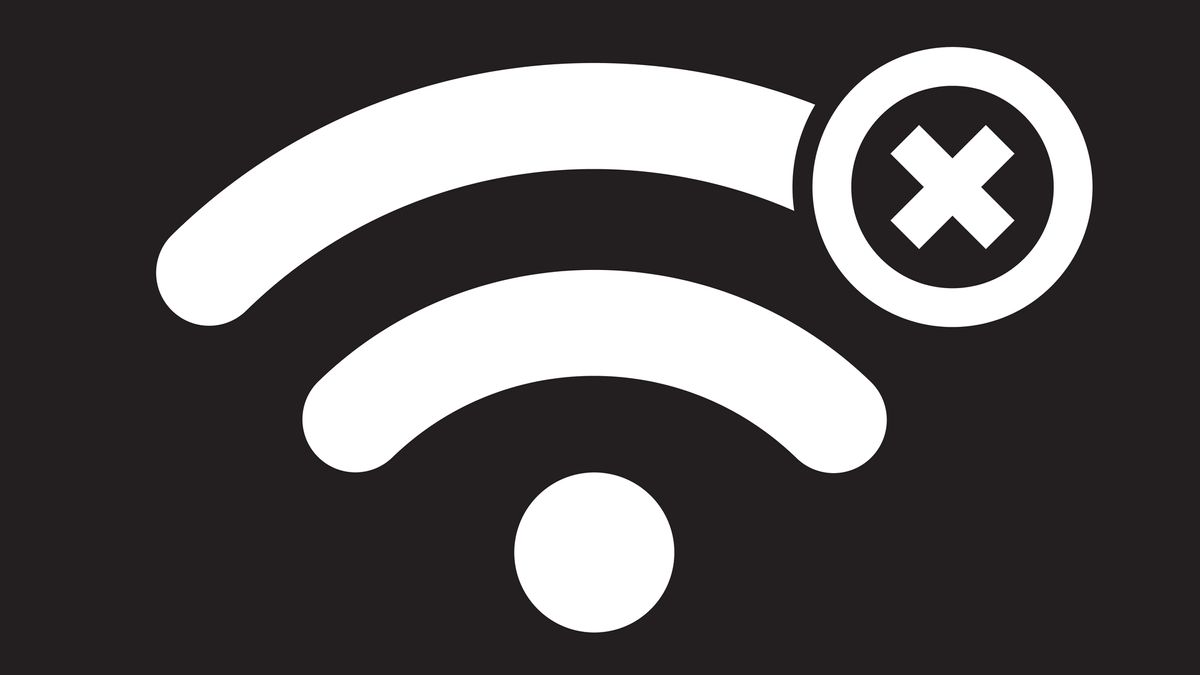 Wifi sign with &amp;#039;X&amp;#039; symbol top right 