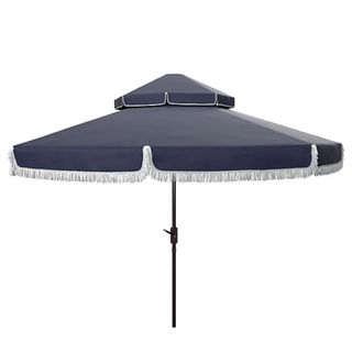 Safavieh Milan Fringe 9ft Double Top Crank Umbrella