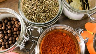 Spices in glass jars