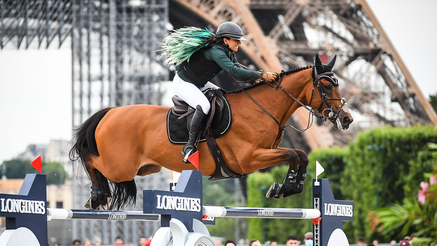 Israeli showjumper Dani G Waldman pictured on stallion Queensland E