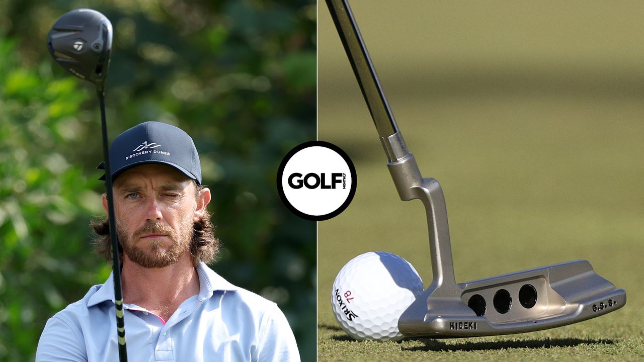Tommy Fleetwood lines up a drive, Hideki Matsuyama's putter close-up