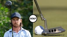 Tommy Fleetwood lines up a drive, Hideki Matsuyama's putter close-up
