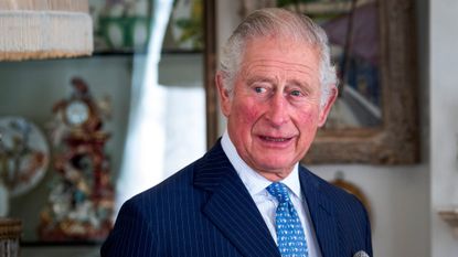 Prince Charles, Prince of Wales seen during his meeting with Iraqi Prime Minister Mustafa Al-Kadhimi at Clarence House on October 22, 2020 in London