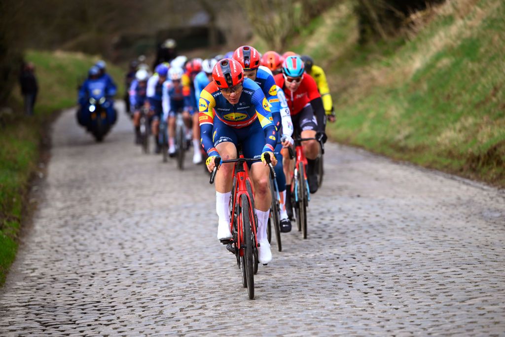 Ninove, Belgium - February 24 : during the Men Elite UCI World Tour 79th Flanders Classics Omloop Het Nieuwsblad cycling race with start in Ghent and finish in Ninove on February 24, 2024 in Ninove, Belgium, 24/02/2024 ( Motordriver Kenny Verfaillie - Photo by Vincent Kalut / Photo News