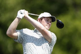 Robert MacIntyre hits a tee shot with a driver